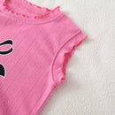 Conjunto Infantil Estampado: Regata com Laço e Calça Xadrez para Conforto e Estilo