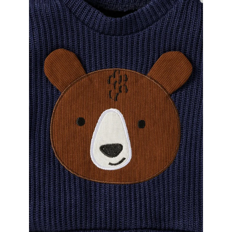 Conjunto Infantil Com Suéter de Urso e Calça Suspensório: Conforto e Estilo Para o Inverno