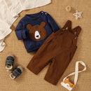 Conjunto Infantil Com Suéter de Urso e Calça Suspensório: Conforto e Estilo Para o Inverno