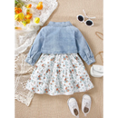 Conjunto Infantil Floral com Jaqueta Jeans para Estilo e Conforto
