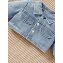 Conjunto Infantil Floral com Jaqueta Jeans para Estilo e Conforto