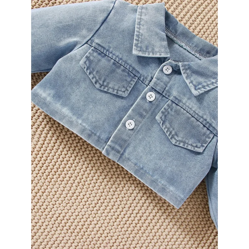 Conjunto Infantil Floral com Jaqueta Jeans para Estilo e Conforto