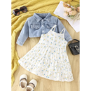 Conjunto Infantil Floral com Jaqueta Jeans para Estilo e Conforto