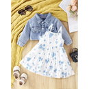 Conjunto Infantil Floral com Jaqueta Jeans para Estilo e Conforto
