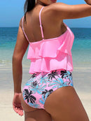 Conjunto Tankini Bata Babado com Calcinha Tropical