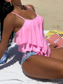 Conjunto Tankini Bata Babado com Calcinha Tropical