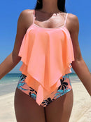 Conjunto Tankini Bata Babado com Calcinha Tropical