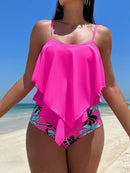 Conjunto Tankini Bata Babado com Calcinha Tropical