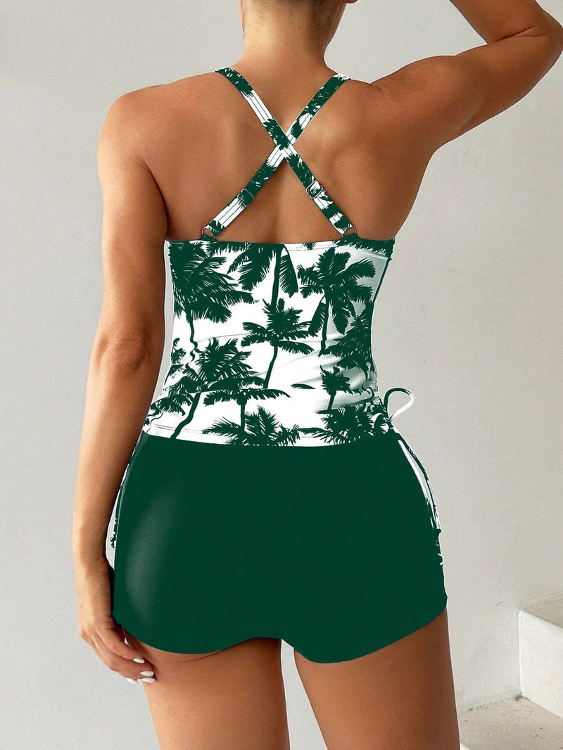 Conjunto Tankini com Top Halter e Shortinho