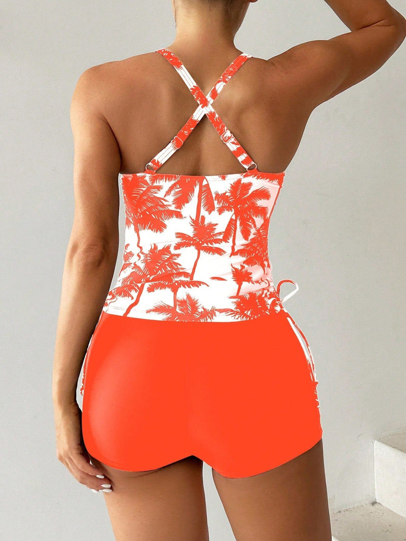 Conjunto Tankini com Top Halter e Shortinho
