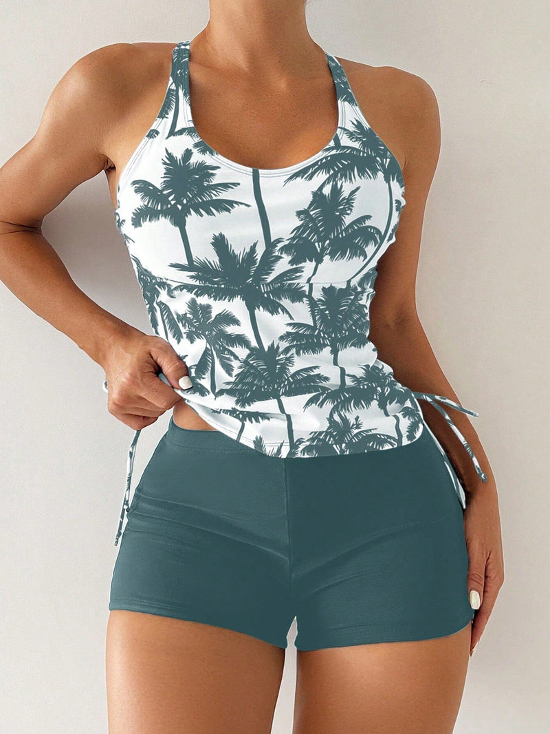 Conjunto Tankini com Top Halter e Shortinho