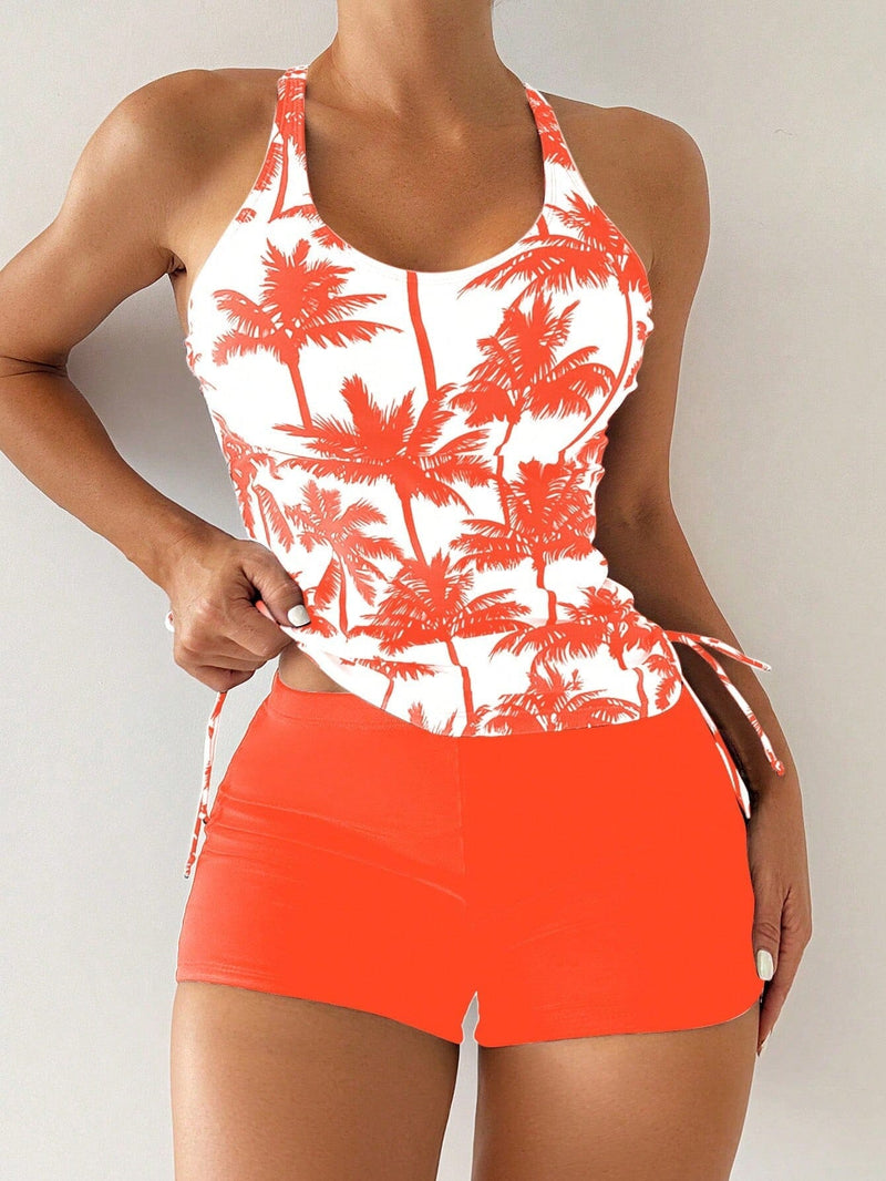 Conjunto Tankini com Top Halter e Shortinho