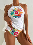 Conjunto Tankini com Top Halter Floral