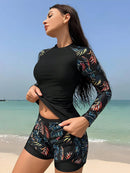 Conjunto UV Feminino Manga Longa com Short Tropical