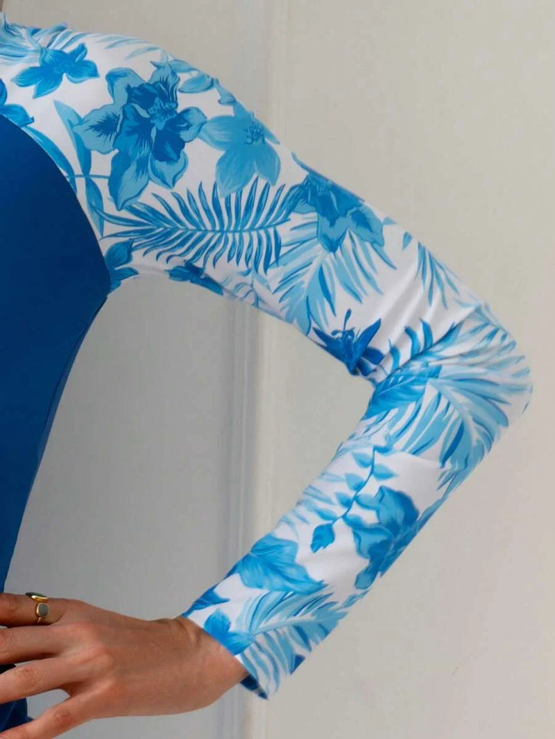 Conjunto UV Feminino Manga Longa com Short Tropical