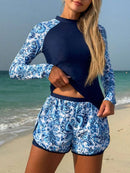 Conjunto UV Feminino Manga Longa com Short Tropical