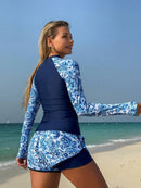 Conjunto UV Feminino Manga Longa com Short Tropical