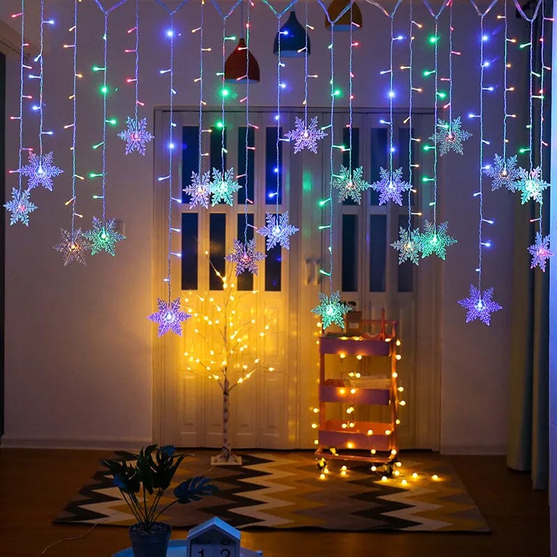 Cortina de Flocos de Neve LED - Decoração de Natal