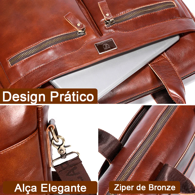 Maleta de Couro Genuíno BullCaptain - Estilo e Praticidade para a Sua Rotina