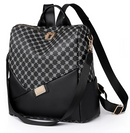 Mochila Feminina Xadrez em Couro Genuíno - Estilo e Conforto para o Seu Dia a Dia