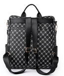 Mochila Feminina Xadrez em Couro Genuíno - Estilo e Conforto para o Seu Dia a Dia