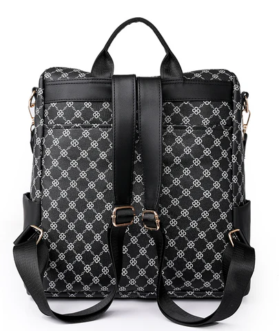 Mochila Feminina Xadrez em Couro Genuíno - Estilo e Conforto para o Seu Dia a Dia