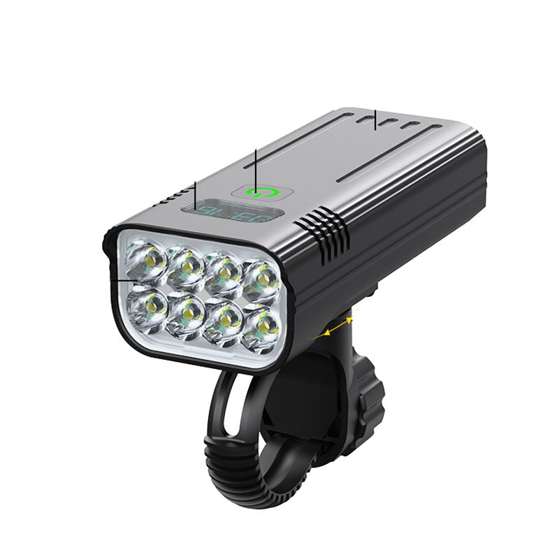 Farol de Bicicleta com 8 LEDs T6 6.400 Lumens Recarregável USB