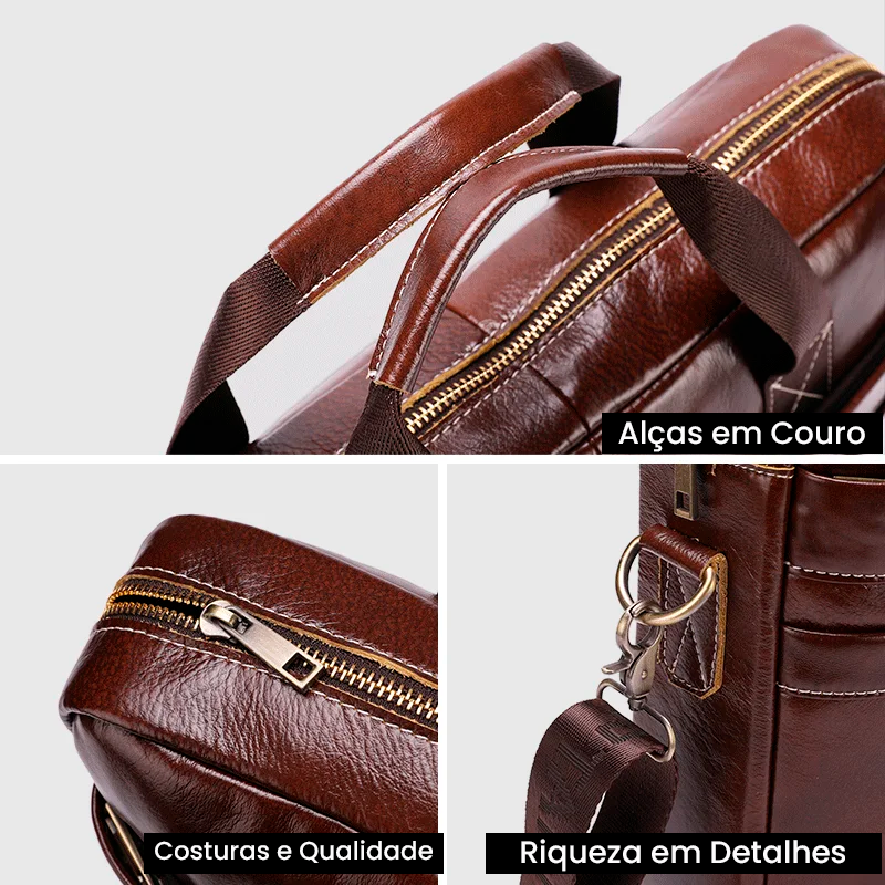 Maleta de Couro Genuíno Arthur Premium - Sofisticação e Praticidade para o Seu Dia a Dia