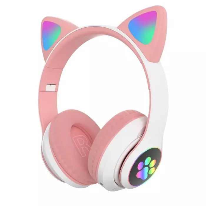 Fone de Ouvido Bluetooth de Gatinho LED