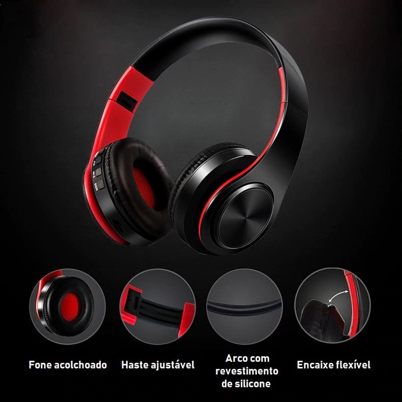 Headphone Bluetooth Fone de Ouvido Sem Fio Micro SD Equalizador FM