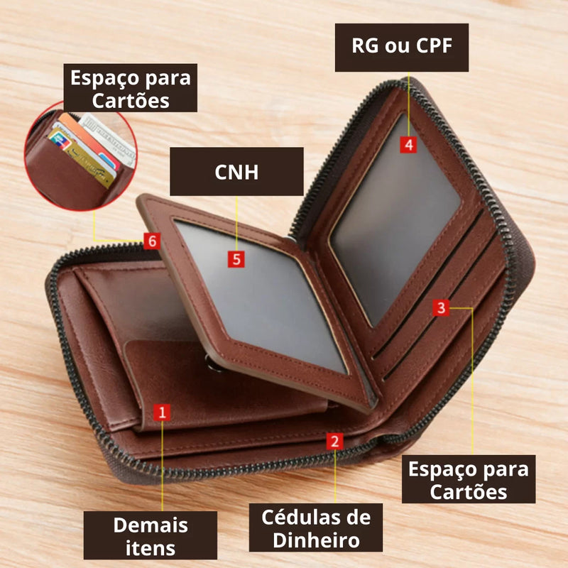 Carteira Masculina de Couro Kangaroo