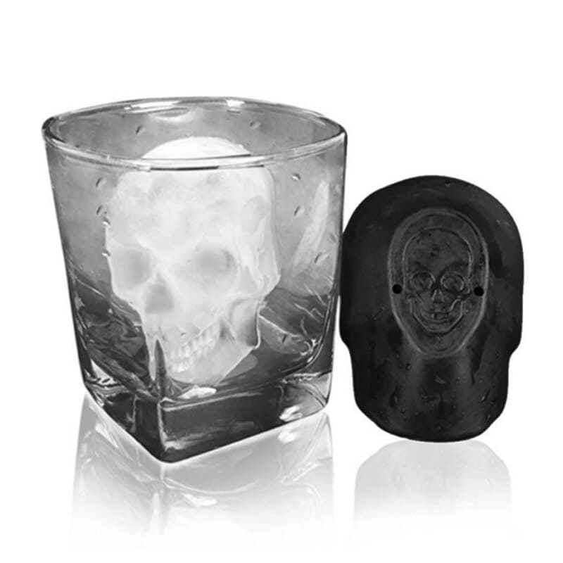 Molde de Silicone para Gelo Kit de Formas Caveira 3D White Skull