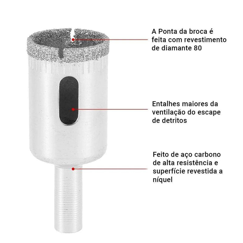 Kit 10 Brocas Diamantadas Serra Copo