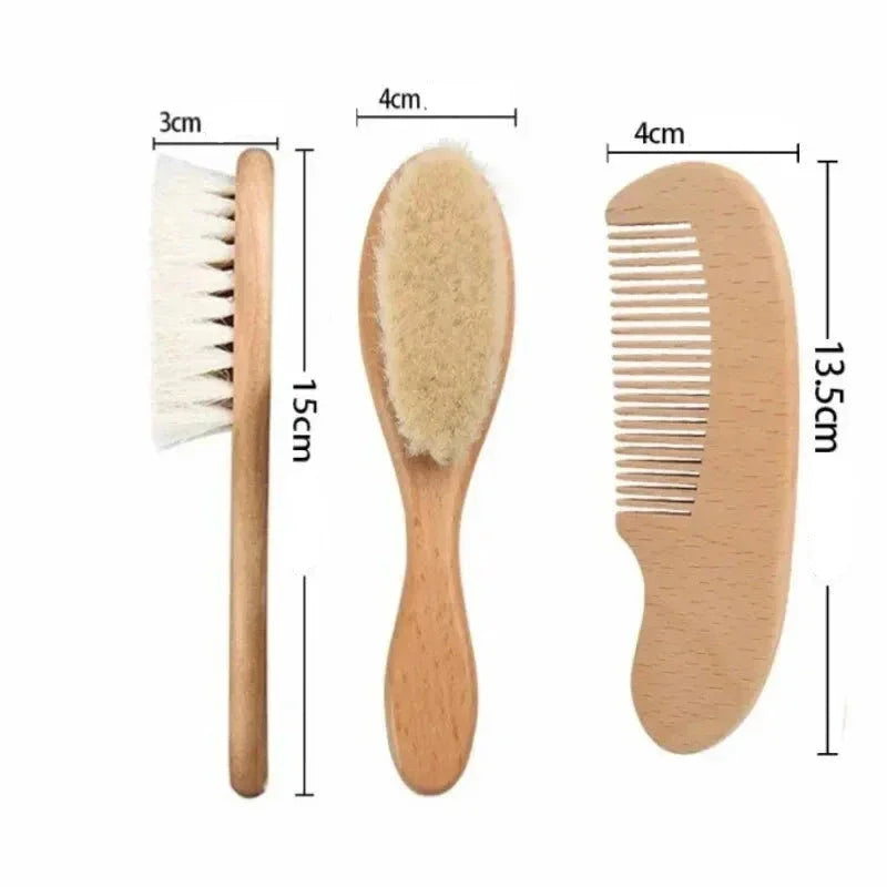Conjunto Infantil de Escova e Pente em Madeira Natural Lenogue – Cuidado Suave Para os Pequenos