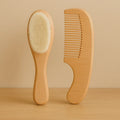 Conjunto Infantil de Escova e Pente em Madeira Natural Lenogue – Cuidado Suave Para os Pequenos