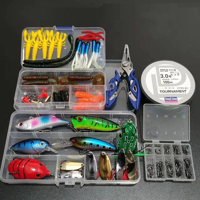 Kit para Pesca com 164 Peças - Linha, Anzol e Iscas Artificiais