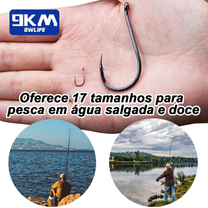 Conjunto Premium de Anzóis de Aço Inox para Pesca - 50 a 100 Peças para Uma Experiência de Pesca Incomparável