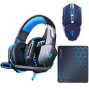 Kit Gamer Mouse 4000DPI + Headset P2 USB + Mouse Pad