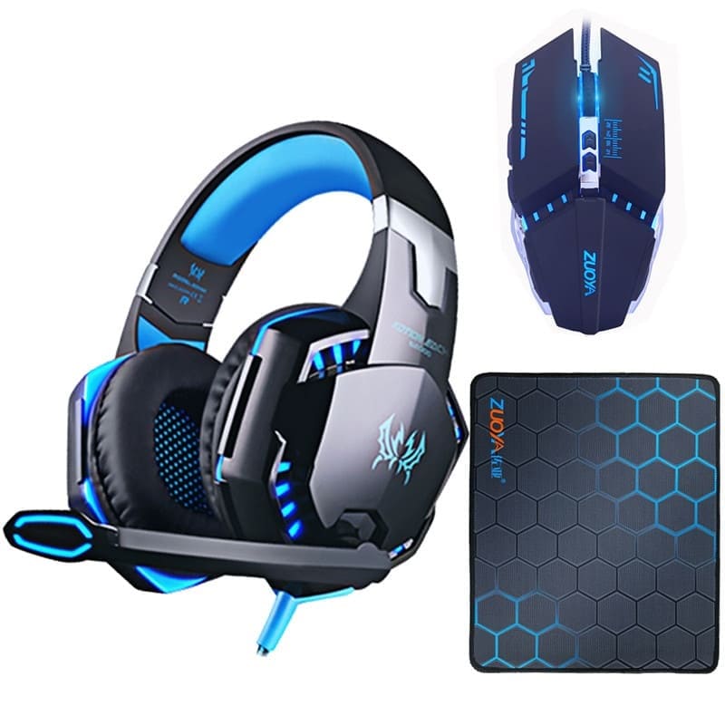 Kit Gamer Mouse 4000DPI + Headset P2 USB + Mouse Pad