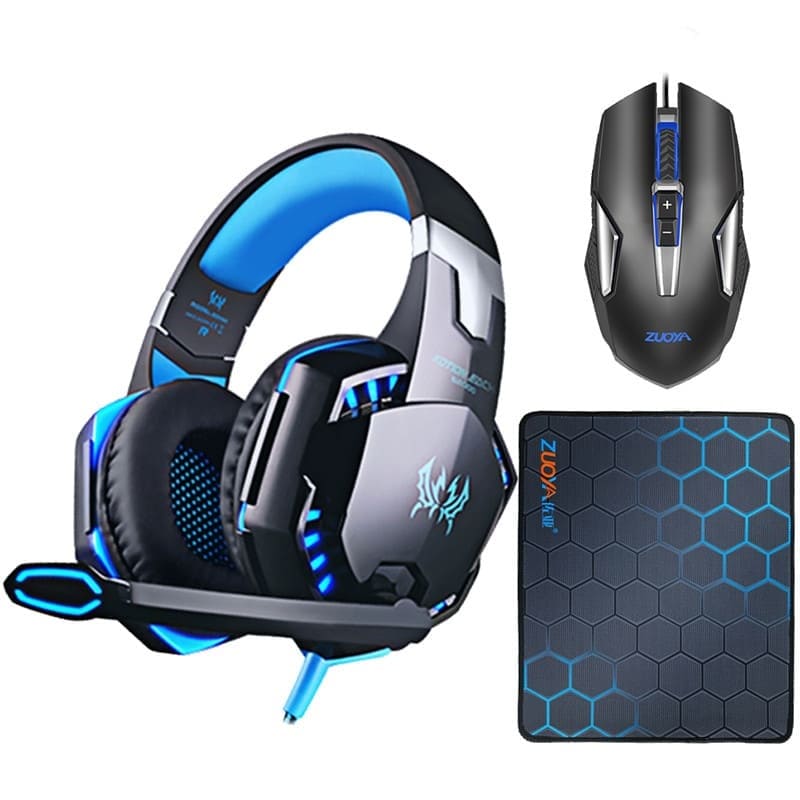 Kit Gamer Mouse 4000DPI + Headset P2 USB + Mouse Pad