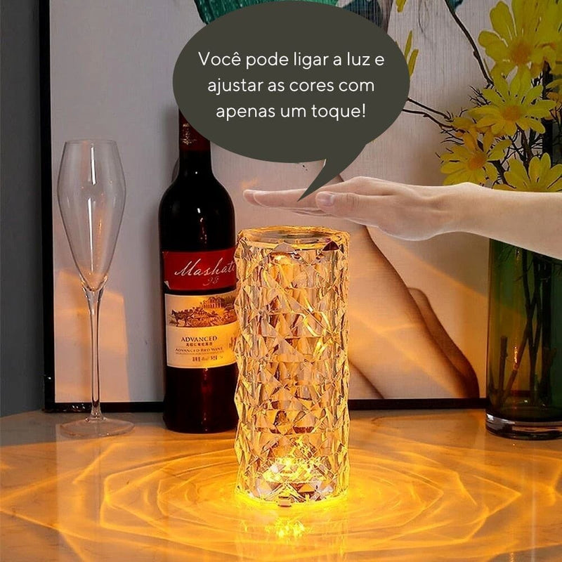 Luminária de Luxo Cristal + Controle Remoto