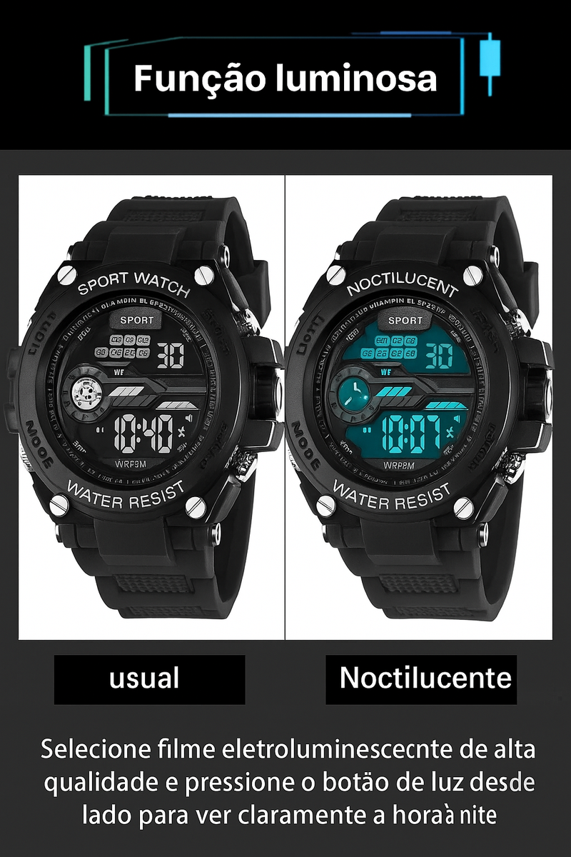 Relógio Yikaze Digital Masculino: Estilo Militar à Prova D'Água para Aventura e Praticidade