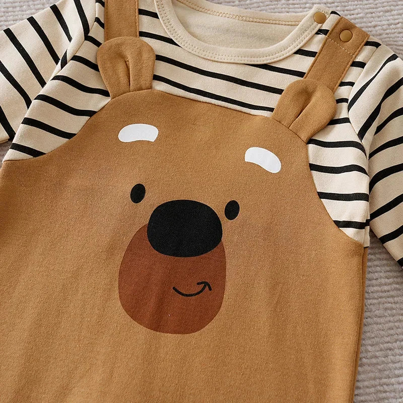 Macacão Infantil de Algodão para Frio com Estampa de Ursinho 3D - Conforto e Estilo para os Pequenos