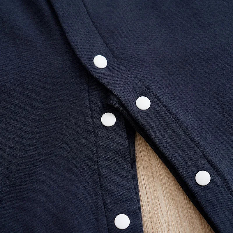 Macacão Infantil Confortável de Algodão com Estilo Baseball para Liberdade e Praticidade