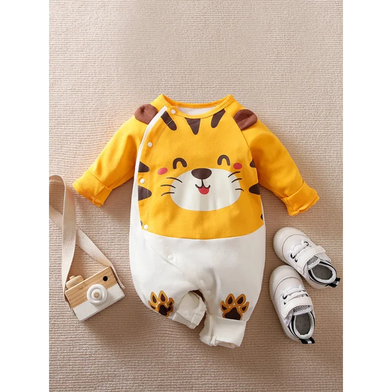 Macacão Infantil em Algodão com Estampa 3D de Tigre - Conforto e Estilo para Aventureiros