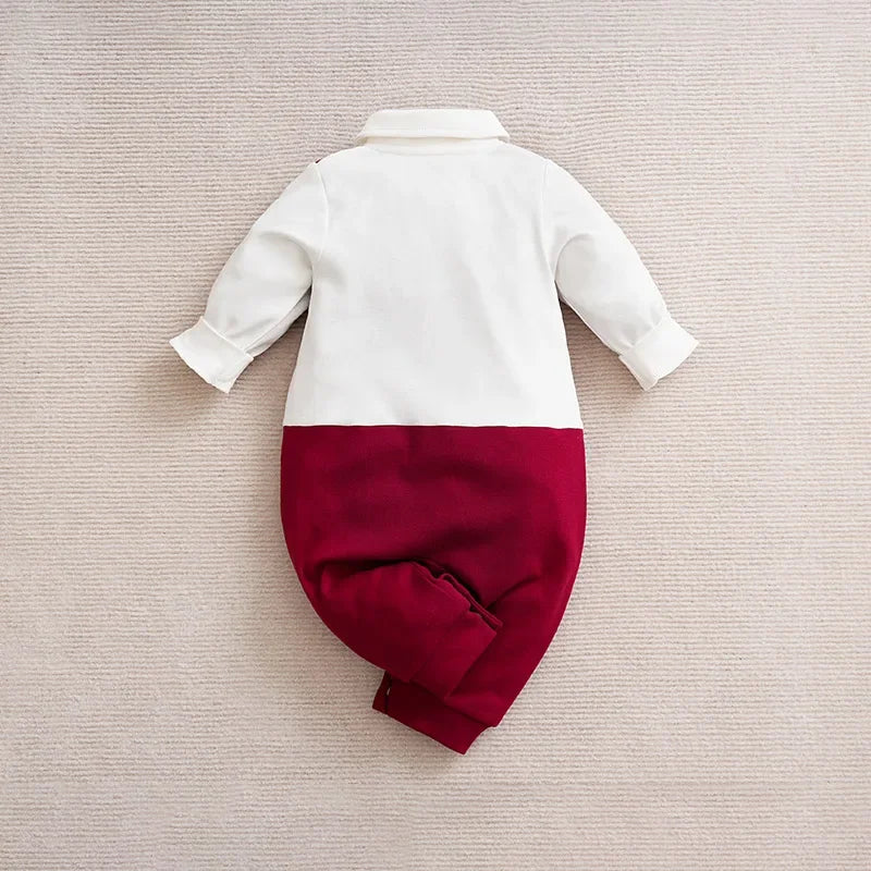 Macacão Infantil Masculino Estilo Gentleman com Laço e Gravata - Conforto e Elegância para Momentos Especiais