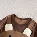 Macacão Infantil Urso Cartoon com Suspensórios e Orelhas 3D – Conforto e Alegria para o Dia a Dia