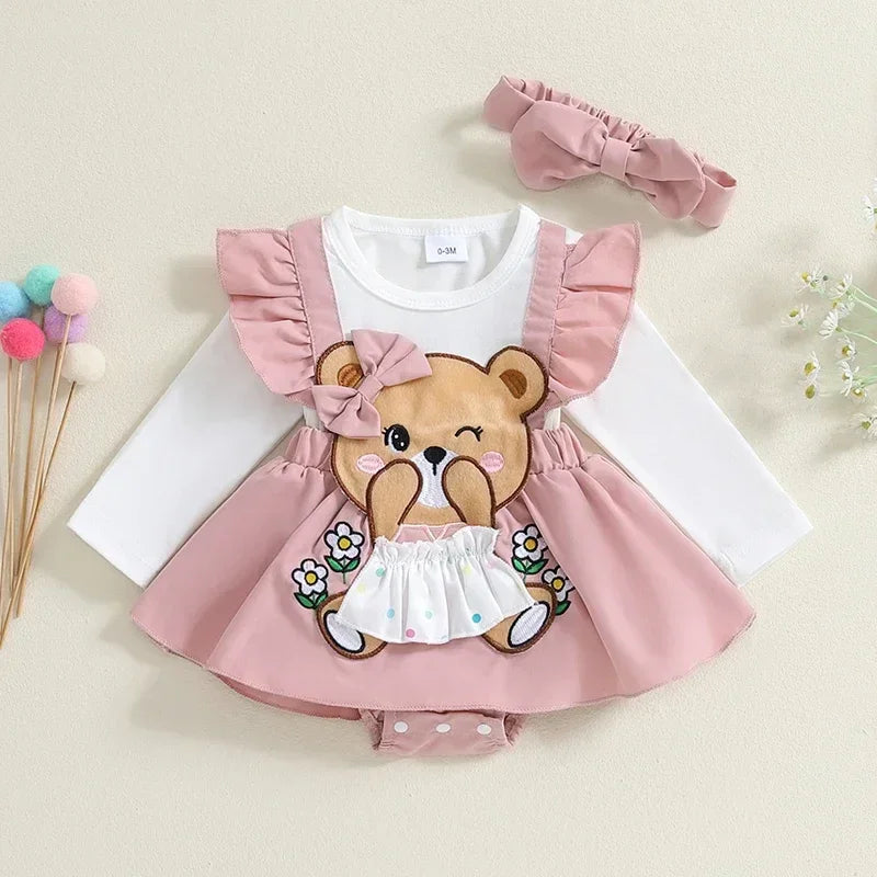 Macacão Infantil de Urso Bordado: Conforto e Estilo Para Outono e Inverno