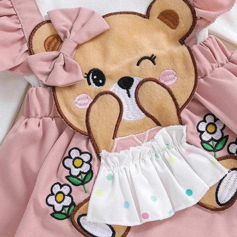 Macacão Infantil de Urso Bordado: Conforto e Estilo Para Outono e Inverno