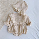 Macacão Romper Infantil com Touca Carlota em Bege – Conforto e Estilo para Pequenos Aventureiros